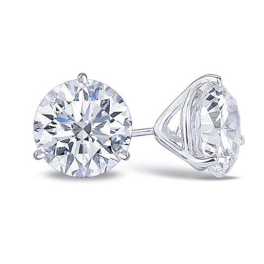 14K White Gold Lab-Grown Solitaire Earrings (2.50ctw)