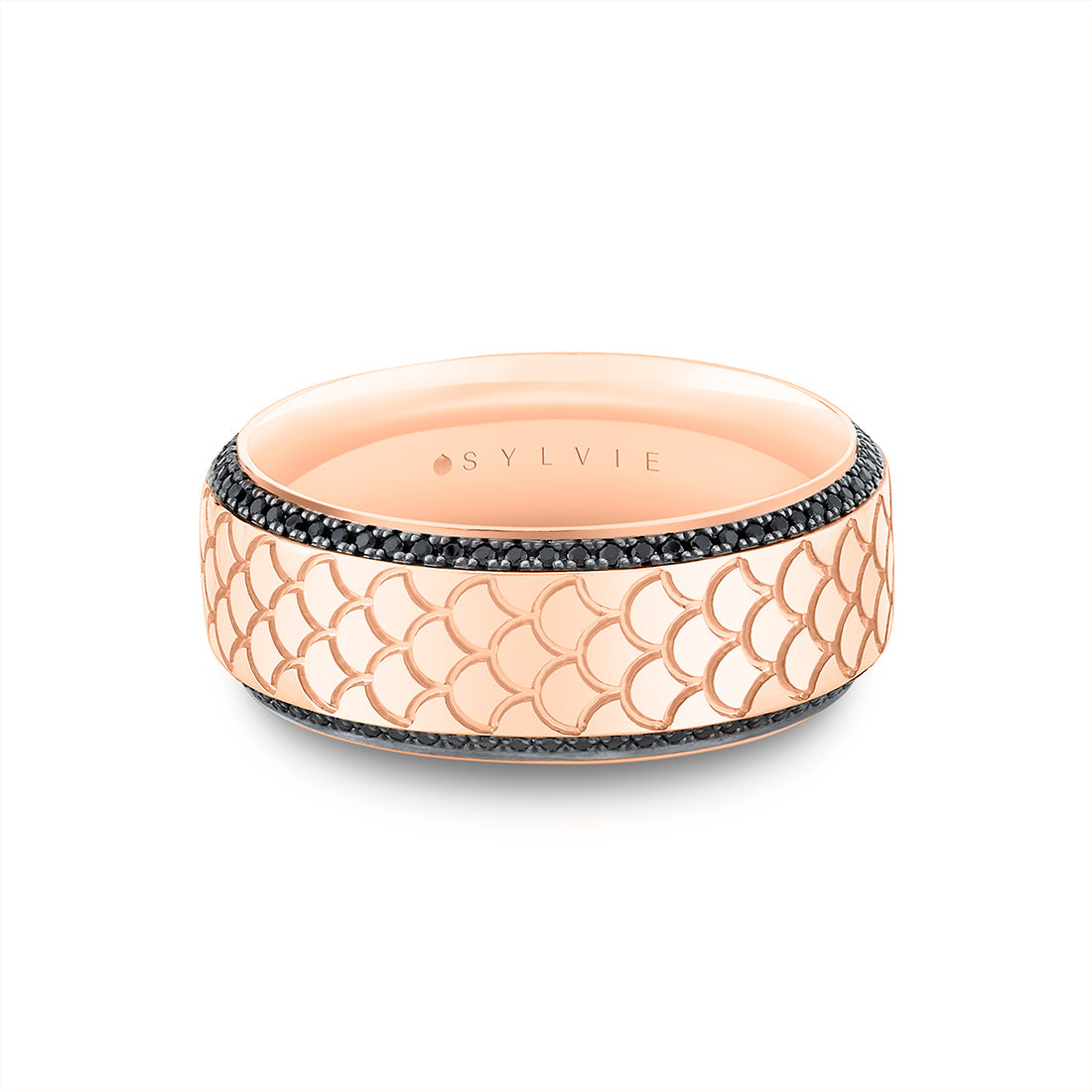Heritage Engraved Black Diamond Mens Band - Damian