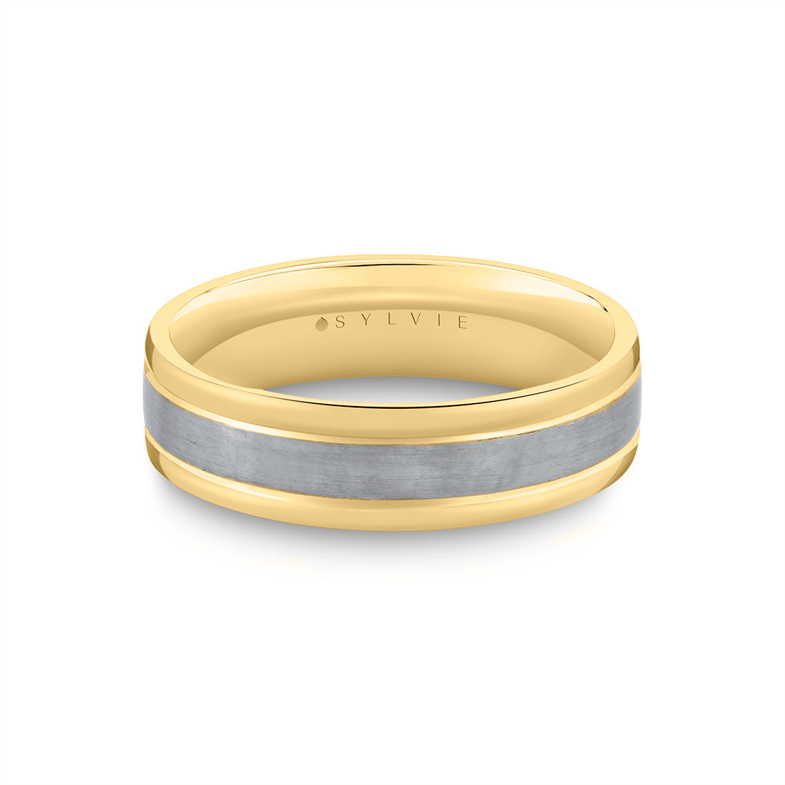 Heritage Two Tone Mens Band with Brushed Grey Gold - Luis