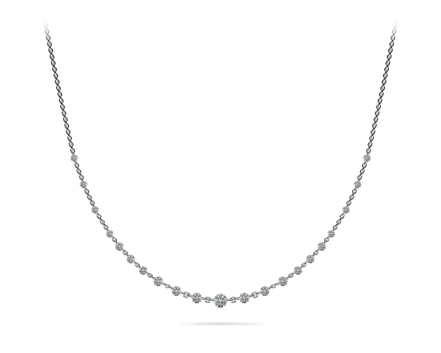 14K White Gold Floating Round Diamond Necklace (4ctw)