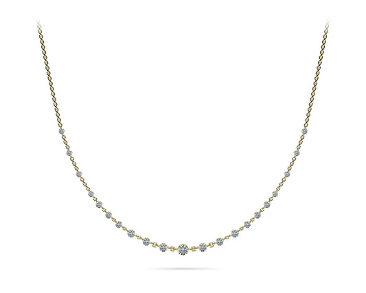 14K Yellow Gold Floating Round Diamond Necklace (4ctw)