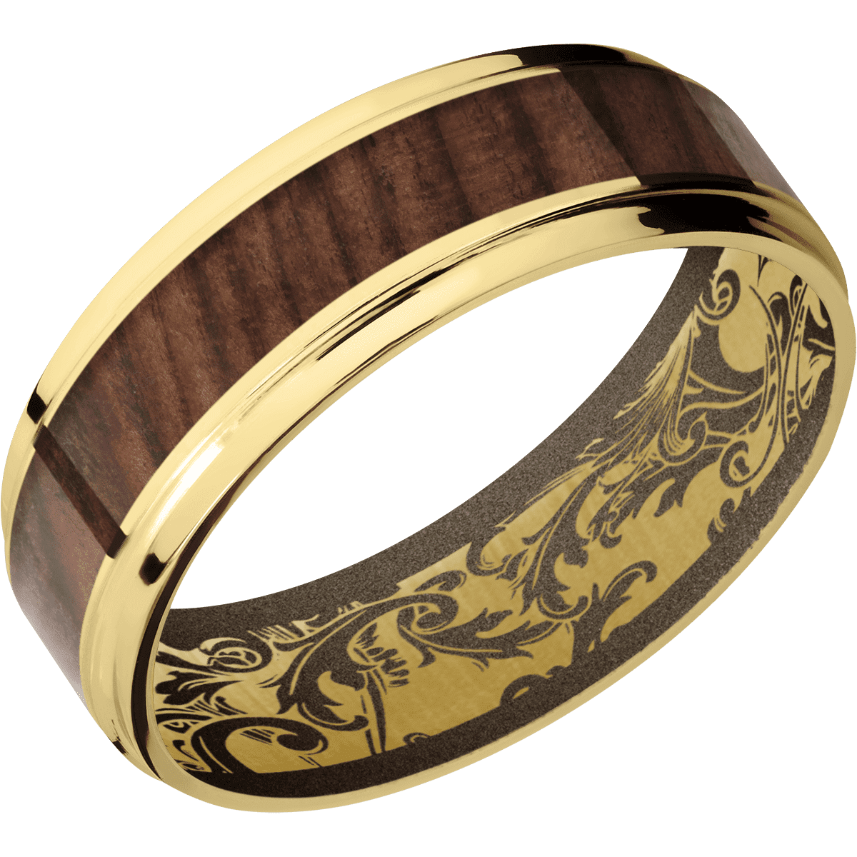 10K Yellow Gold + Polish , Polish Finish + Burnt Bronze