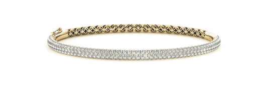 14K Yellow Gold Three Row Pave Diamond Bangle (2.50ctw)