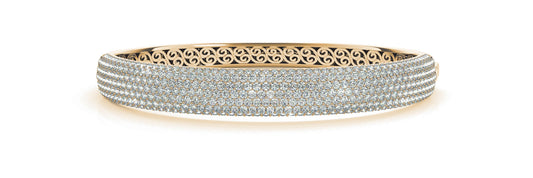 14K Yellow Gold Seven Row Pave Diamond Bangle (6.75ctw)