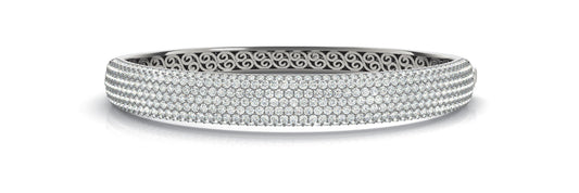 14K White Gold Seven Row Pave Diamond Bangle (6.75ctw)