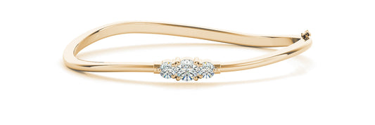 14K Yellow Gold Three Diamond Bangle (.50ctw)