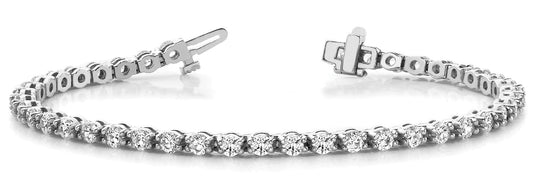 14K White Gold Shared Prong Diamond Tennis Bracelet (3ctw)