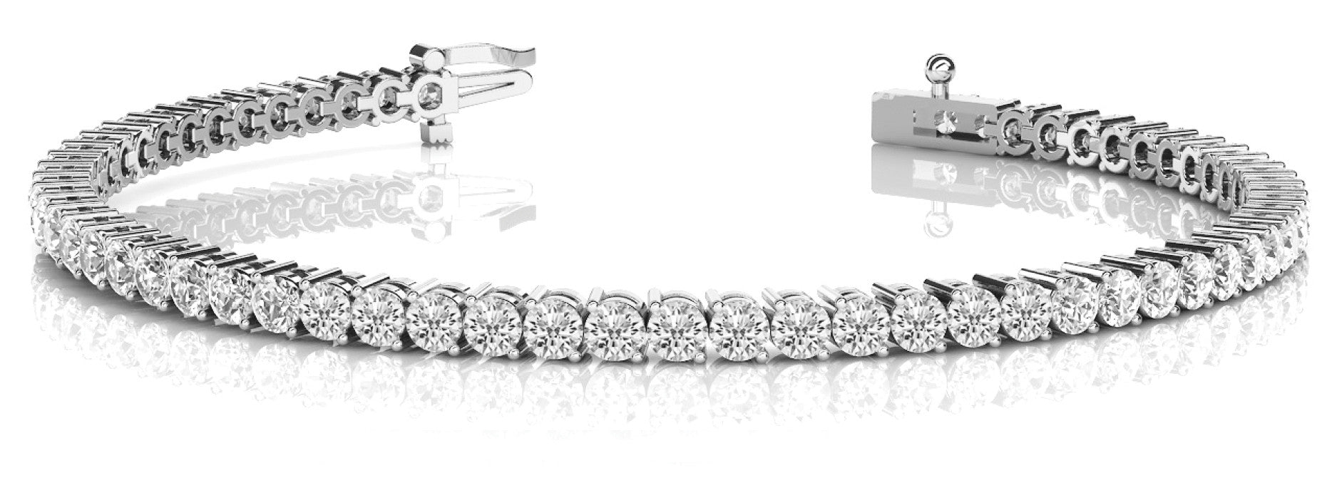 14K White Gold Shared Prong Diamond Tennis Bracelet (1.50ctw)