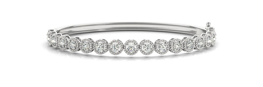 14K White Gold Diamond Bangle With Braided Halo Accents (1.50ctw)