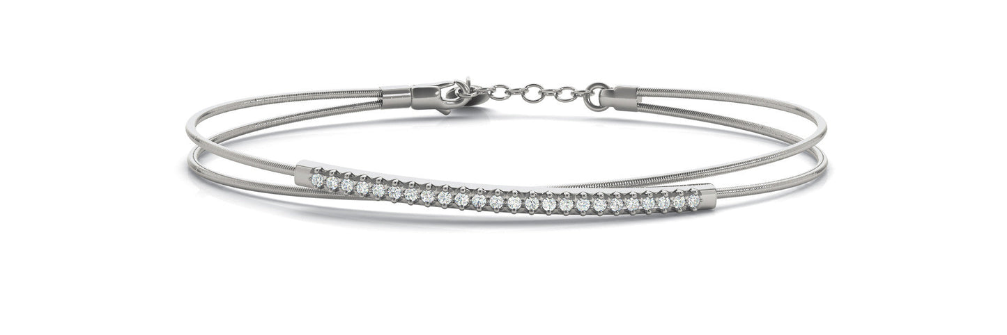 14K White Gold Diamond Bar Criss-Cross Bracelet (.15ctw)