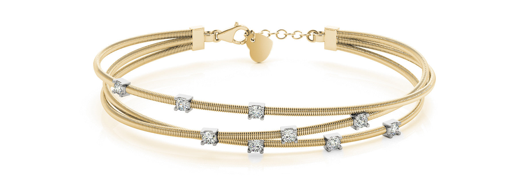 14K Yellow Gold Criss-Cross Diamond Accented Bracelet (.25ctw)