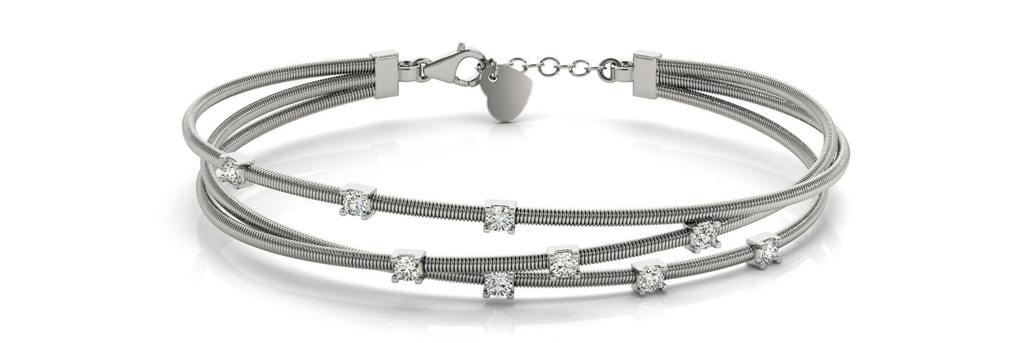 14K White Gold Criss-Cross Diamond Accented Bracelet (.25ctw)