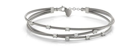 14K White Gold Criss-Cross Diamond Accented Bracelet (.25ctw)