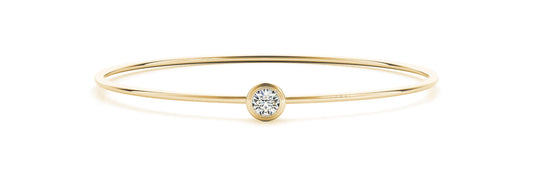 14K Yellow Gold Diamond Bezel Solitaire Bangle (.30ct)