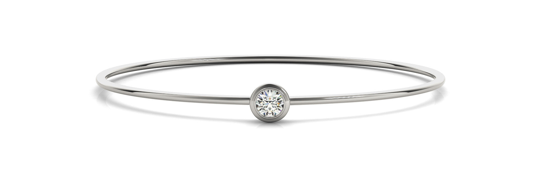 14K White Gold Diamond Bezel Solitaire Bangle (.30ct)