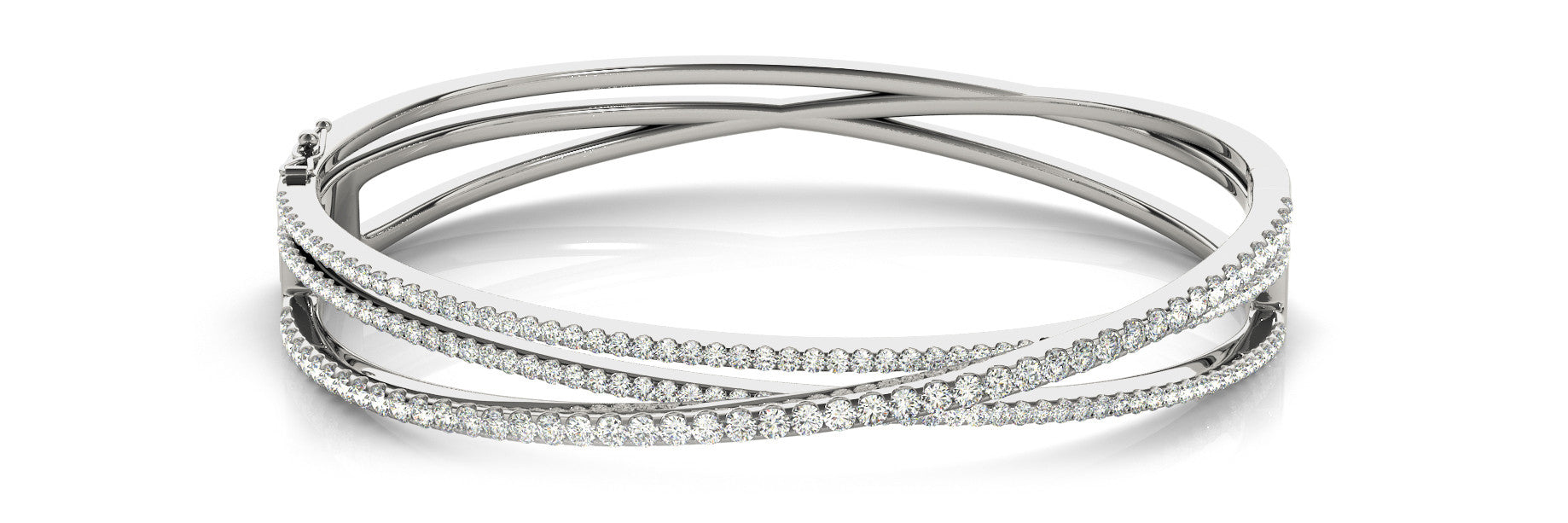 14K White Gold Diamond Criss Cross Bangle (2.25ctw)