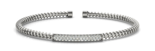 14K White Gold Pave Diamond Bar Cuff Bracelet (.50ctw)