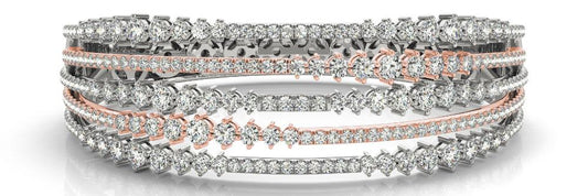 14K White And Rose Gold Five Row Diamond Bangle (5.50ctw)