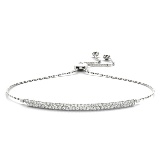 14K White Gold Two Row Pave Diamond Bolo Bracelet (.50ctw)