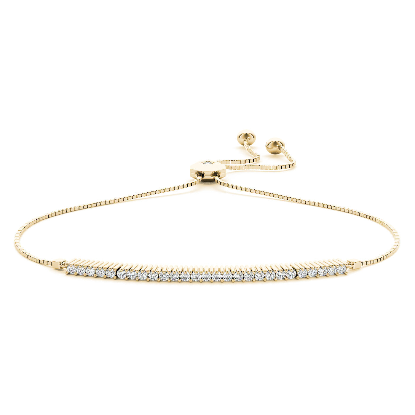 14K Yellow Gold Diamond Bar Bolo Bracelet (.40ctw)