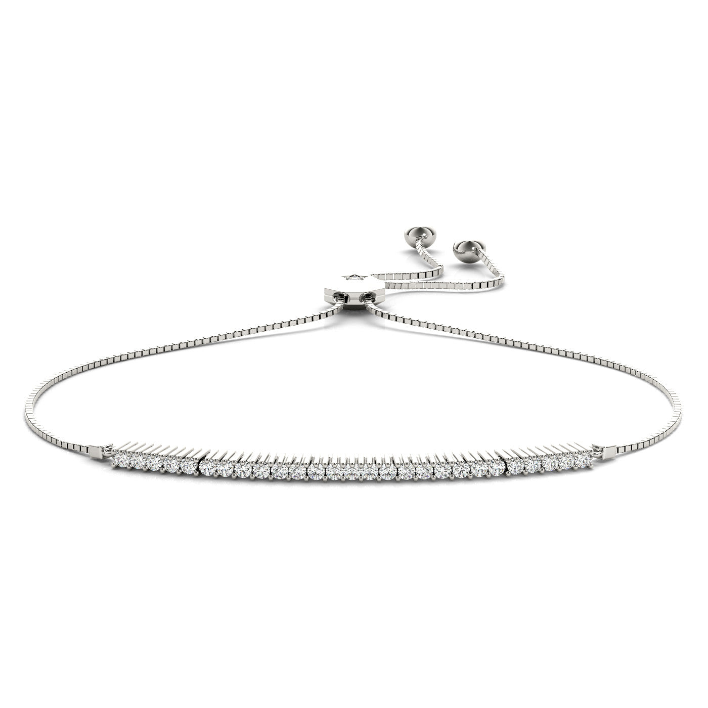 14K White Gold Diamond Bar Bolo Bracelet (.40ctw)