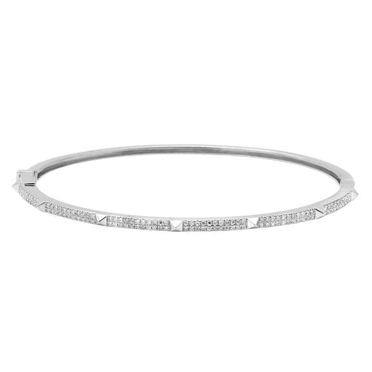 14K White Gold Diamond Pyramid Bangle (0.36ctw)