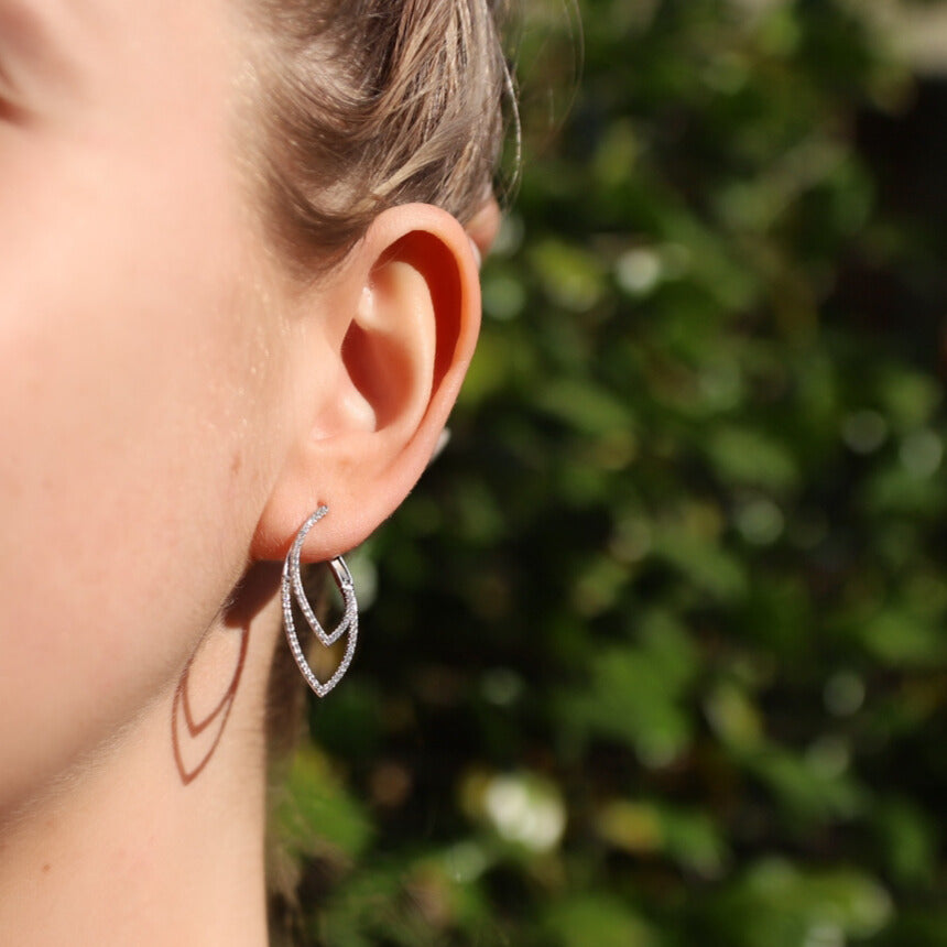 14K White Gold Pave Diamond Tear Drop Earrings (.70ctw)