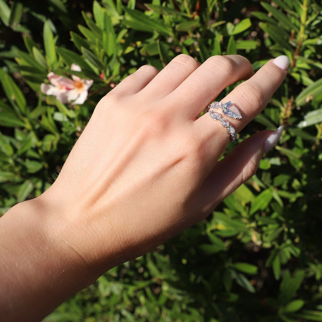 14K White Gold Lab-Grown Crisscut Pear Shape Diamond Wrap Ring (4.45ctw)