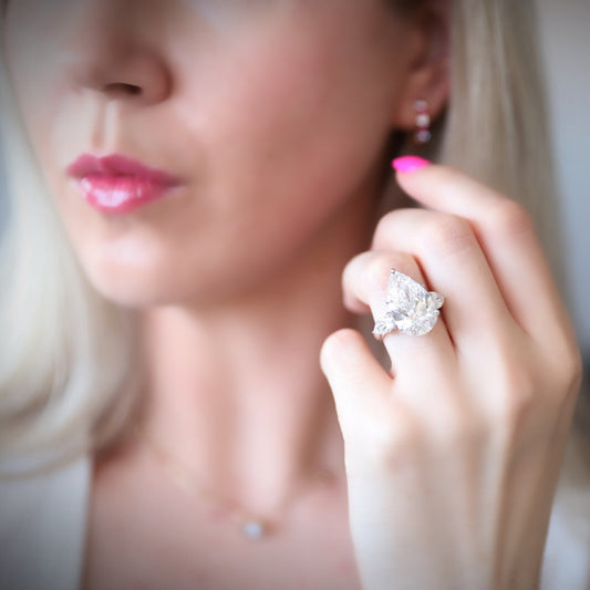 Platinum Pear-Shape Lab-Grown Diamond Engagement Ring (11.84ctw)