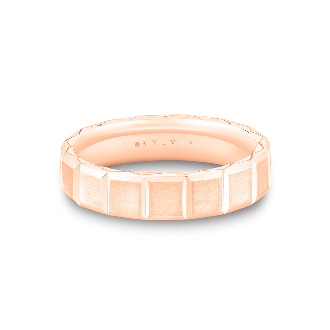 Fluted Shell Geometric Brushed Mens Band - Benedict