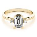 14K Yellow Gold Emerald Cut Diamond Three Stone Engagement Ring (1.05ctw) 