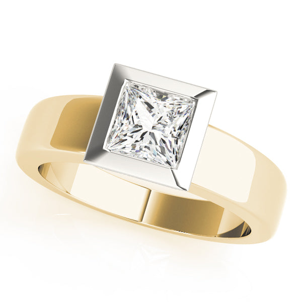 14K Yellow Gold Princess Cut Bezel Set Diamond Solitaire (1ct) 