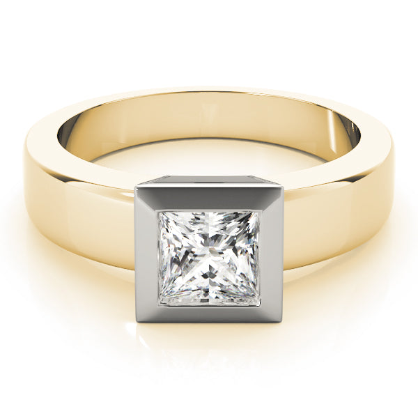 14K Yellow Gold Princess Cut Bezel Set Diamond Solitaire (1ct) 