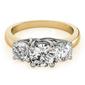 14K Yellow Gold Round Brilliant Diamond Trellis Three Stone Engagement Ring (1.50ctw)