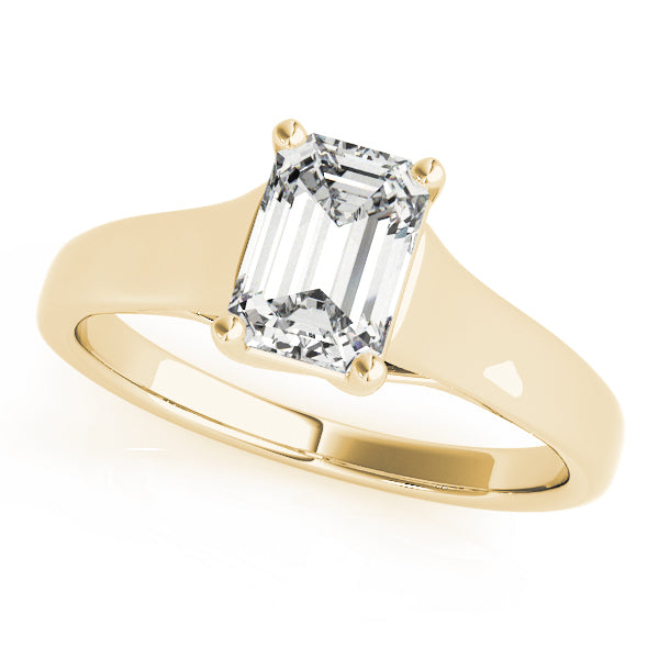 14K Yellow Gold Emerald Cut Diamond Trellis Solitaire Engagement Ring (1ct) 