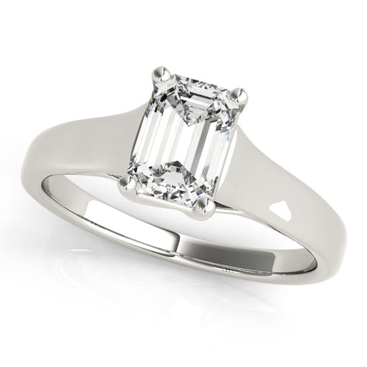 14K White Gold Emerald Cut Diamond Trellis Solitaire Engagement Ring (1ct) 