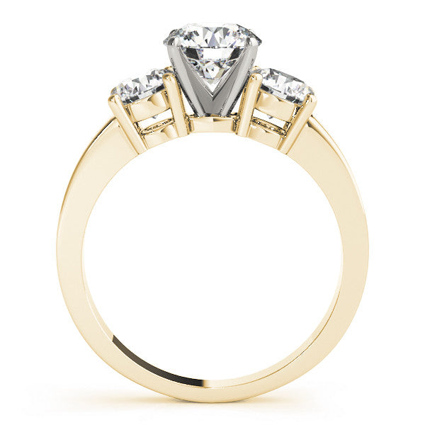 14K Yellow Gold Round Brilliant Diamond Basket Set Three Stone Engagement Ring (1.50ctw) 