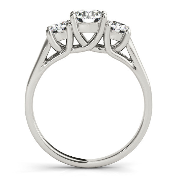 14K White Gold Round Brilliant Three Diamond Trellis Engagement Ring (1.50ctw) 