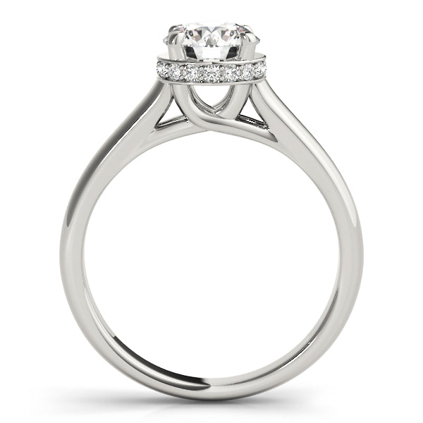 14K White Gold Round Brilliant Diamond Hidden Halo Trellis Engagement Ring (1.10ctw)