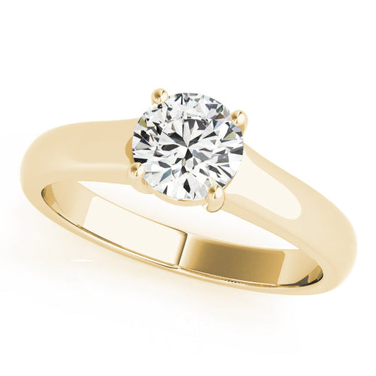 14K Yellow Gold Round Brilliant Diamond Basket Set Solitaire Engagement Ring (1ct) 