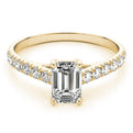 14K Yellow Gold Emerald Cut Diamond Pave Accented Trellis Engagement Ring (1.20ctw) 