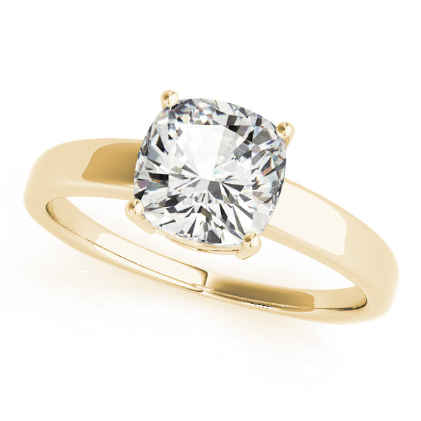 14K Yellow Gold Cushion Cut Basket Set Diamond Solitaire With European Shank (1.25ct) 