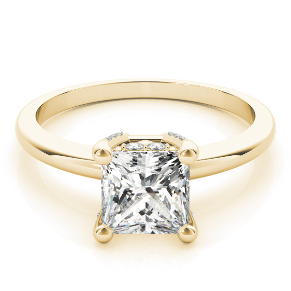 14K Yellow Gold Princess Cut Diamond Engagement Ring With Diamond Accented Basket (1.10ctw)