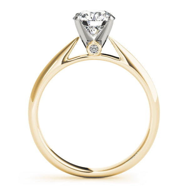 14K Yellow Gold Round Brilliant Cathedral Style Diamond Accented Solitaire (1.05ctw) 