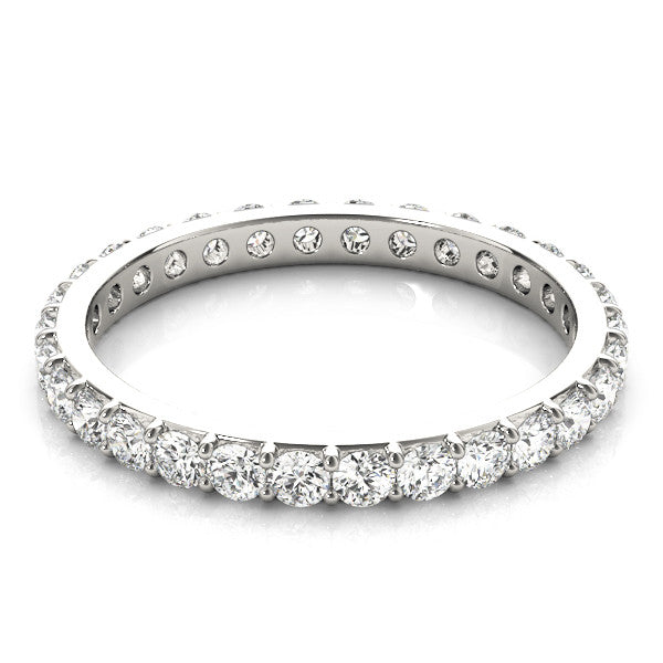 14K White Gold Round Brilliant Diamond Pave Eternity Ring (.40ctw)