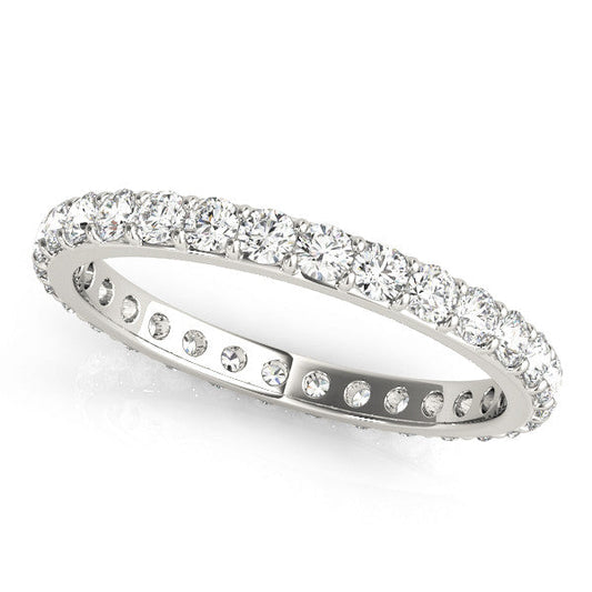 14K White Gold Round Brilliant Diamond Pave Eternity Ring (.40ctw)