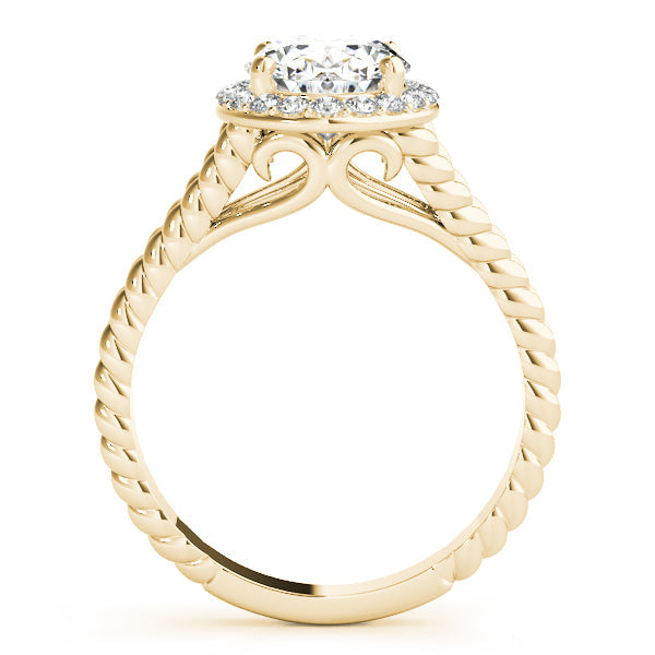 14K Yellow Gold Oval Diamond Braided Shank Halo Engagement Ring (1.20ctw)