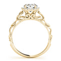 14K Yellow Gold Round Brilliant Diamond Waved Shank Halo Engagement Ring (1.15ctw) 