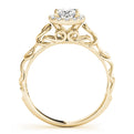 14K Yellow Gold Oval Brilliant Diamond Halo Engagement Ring With Scalloped Shank (1.10ctw) 