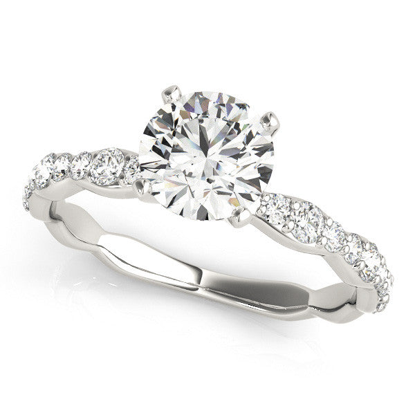 14K White Gold Lab-Grown Round Brilliant Diamond Engagement Ring With Accents - Options Available